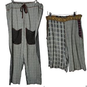 Nothing Matches Pants and Shorts Bundle Striped Plaid Art To Wear Women's Size 1